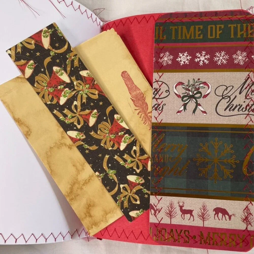 Christmas Junk Journal Includes Charm u Washi Fabric Wrap Tons Ephemera Handmad - Picture 16 of 16